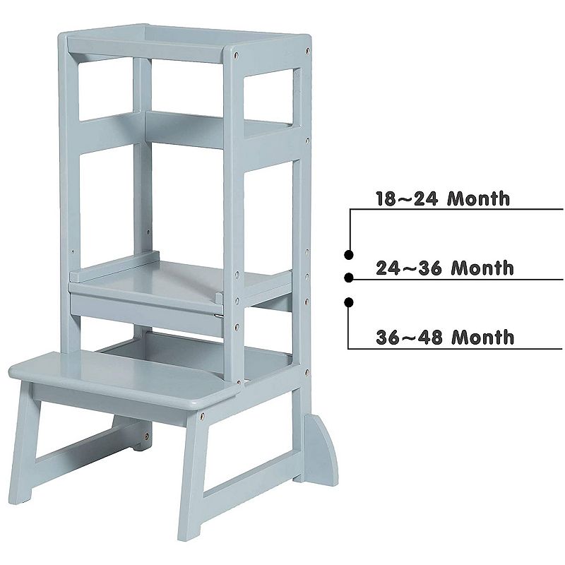 SDADI LT05G Mother's Helper Adjustable Height Kids Kitchen Step Stool， Gray