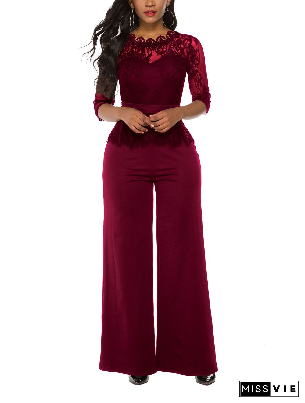 Lace Wide Leg Jumpsuit Pants