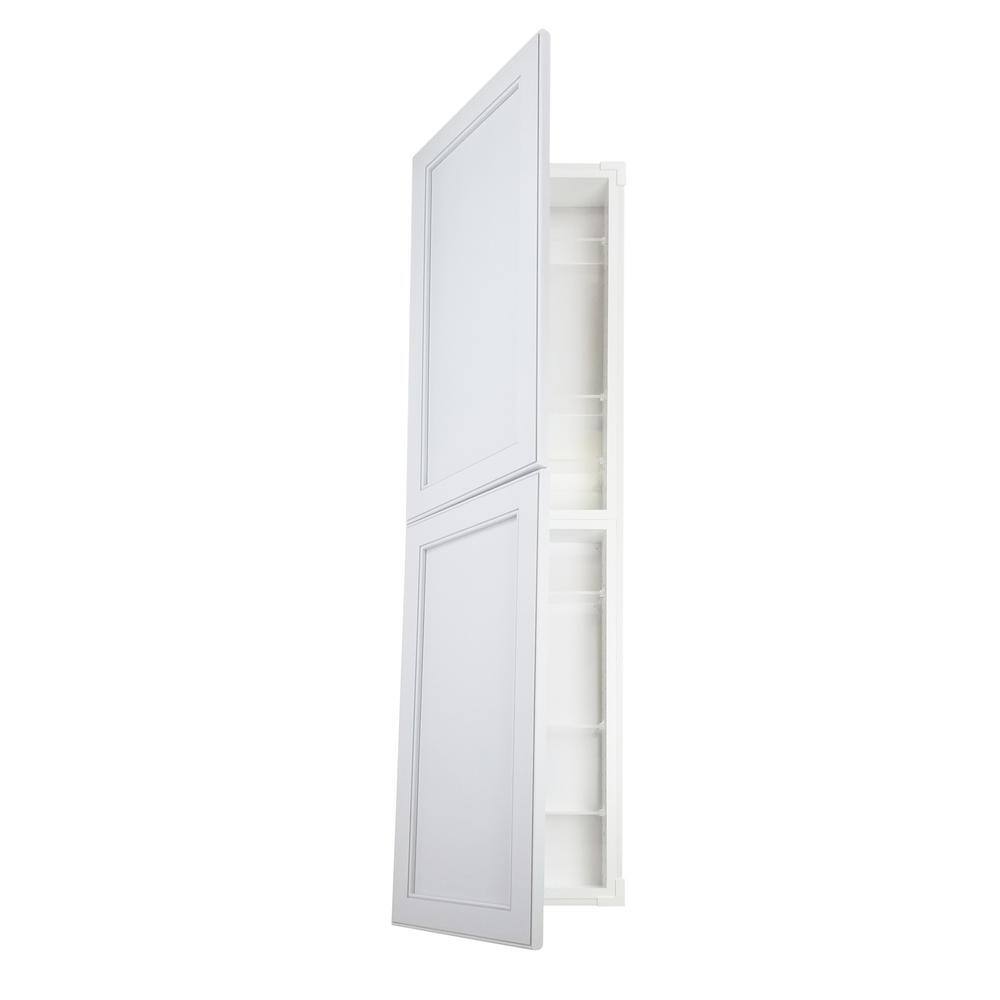 WG Wood Products 15.5 in. W x 59 in. H 3.5 in. D Dogwood Inset Panel White Enamel Recessed Medicine Cabinet without Mirror DOG-256-WHITE