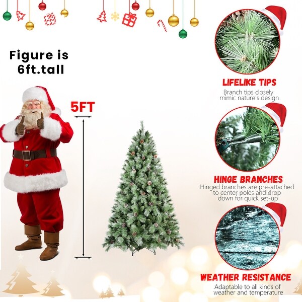 7.5FT Scotch Pine Christmas Tree，Premium Frosted PreDecorated Artificial Holiday Decor