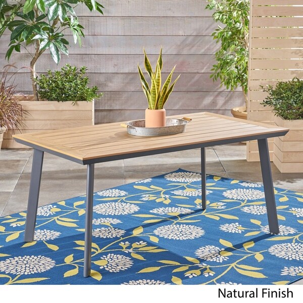 Leeds Outdoor Aluminum and Wood Dining Table by Christopher Knight Home