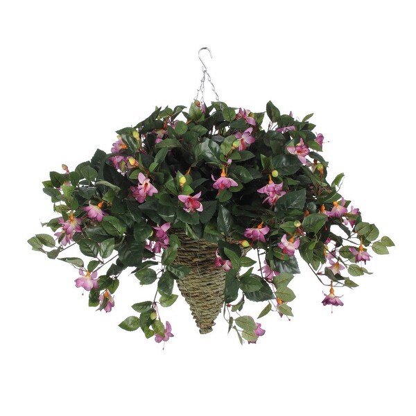 Faux Pink Fuchsia Flower Hanging Basket