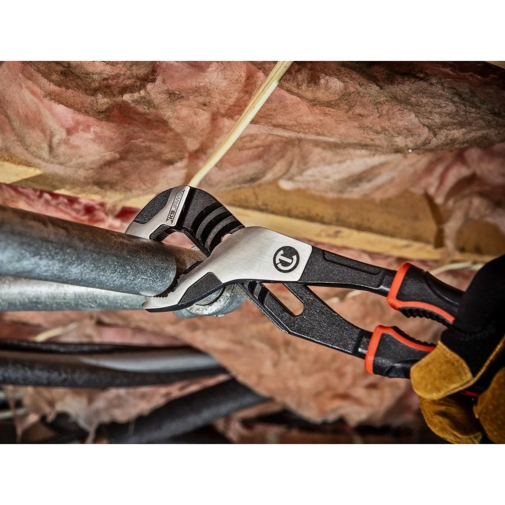 Crescent Z2 K9 10 in. Straight Jaw Tongue and Groove Dual Material Grip Pliers With K9 Angle Access Jaws RTZ210CG