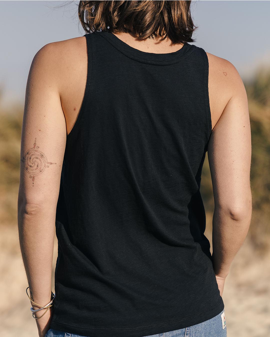 Daisy Chain Recycled Cotton Vest - Black