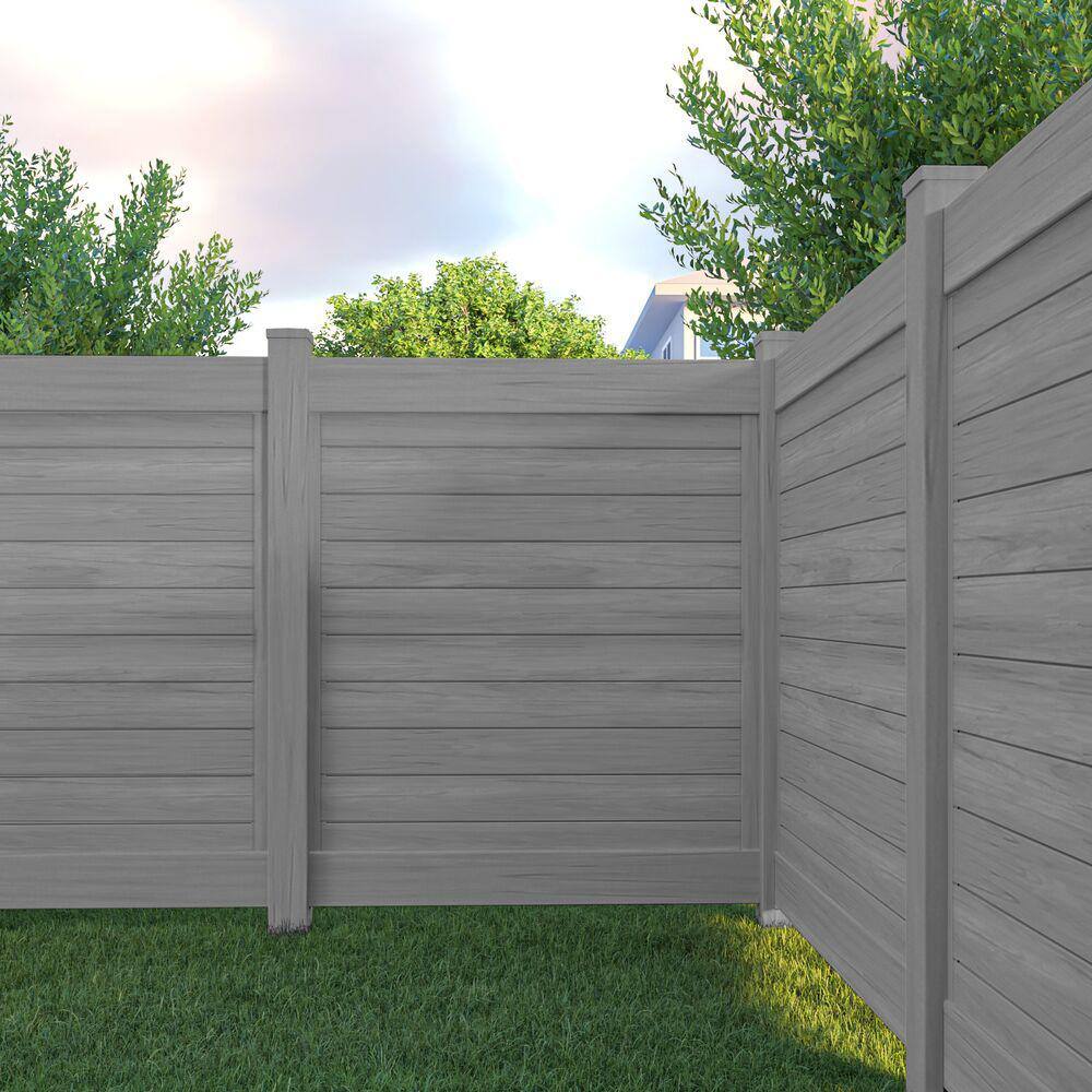 Barrette Outdoor Living Horizontal Fence 6 ft. x 6 ft. Driftwood Vinyl Privacy Fence Panel Kit 73045601