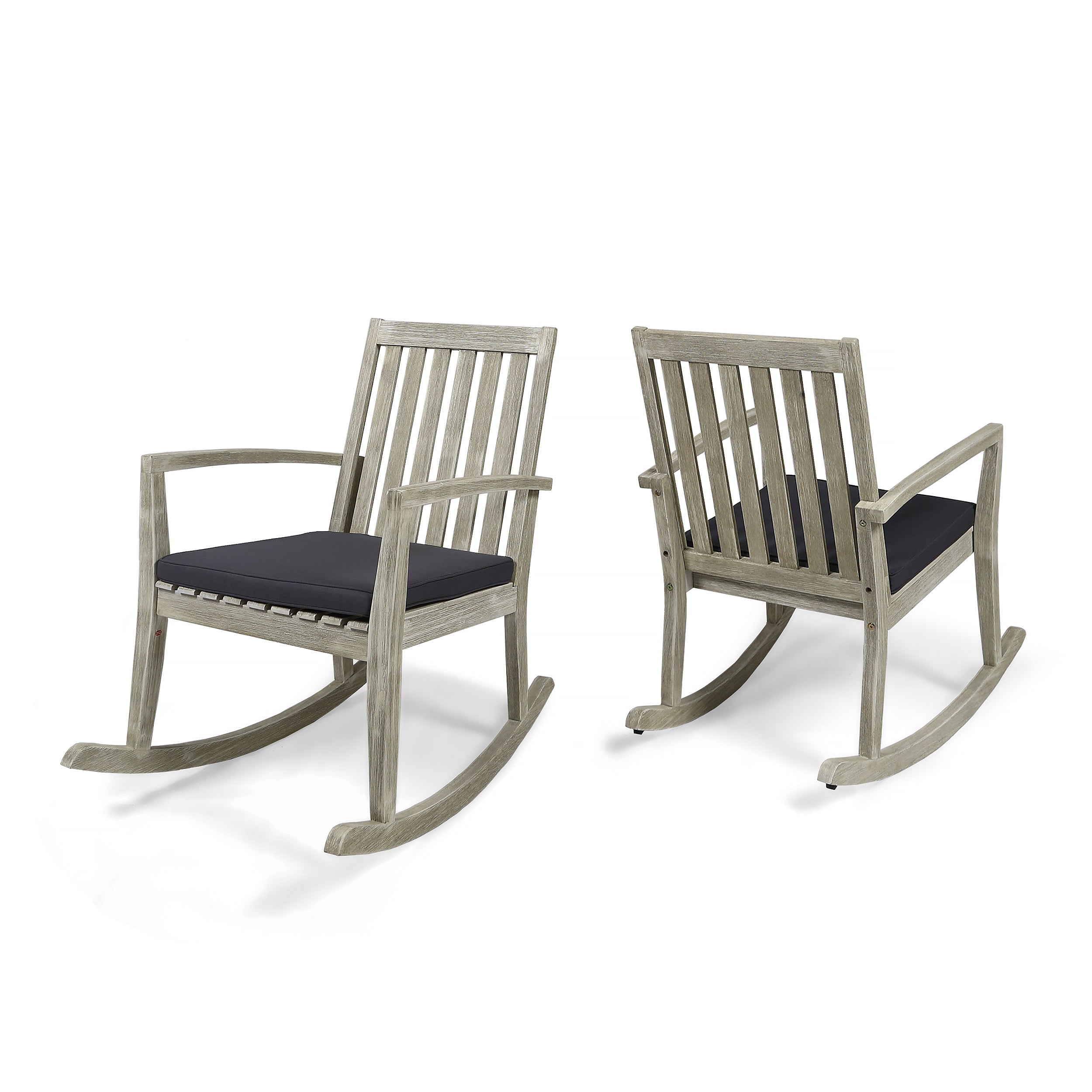 Yvonne Outdoor Acacia Wood Rocking Chair with Water-Resistant Cushions