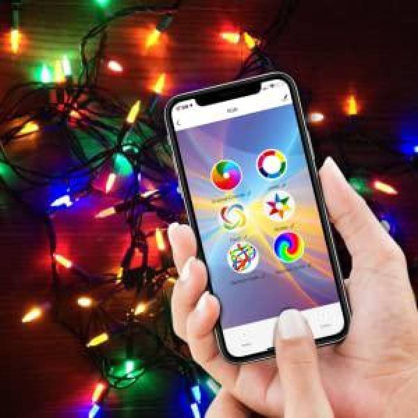 Xodo Smart Christmas Lights OutdoorIndoor 35 ft. Plug-In Globe Bulb LED String Light Compatible with AlexaGoogle Assistant DL1