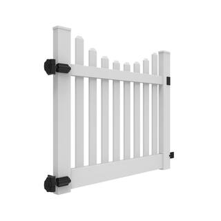 Barrette Outdoor Living Kettle Scallop 5 ft. W x 4 ft. H White Vinyl Un-Assembled Fence Gate 73014760