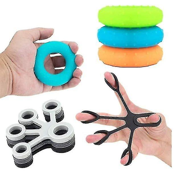 3pcs Finger Strengtheners Hand Grip Ring And 1pc Workout Finger Hand Exerciser Strength Extensor Tra