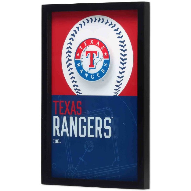 Mlb Texas Rangers Baseball Logo Glass Framed Panel