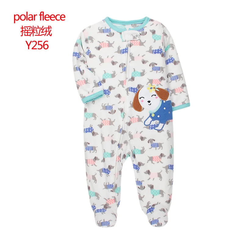 Docinmom 2023 Baby Warm Clothes Fleece Romper Cartoon Fox Unicorn Dinosaur Sleepwear New Born Bebe Clothing Jumpsuit Coverall