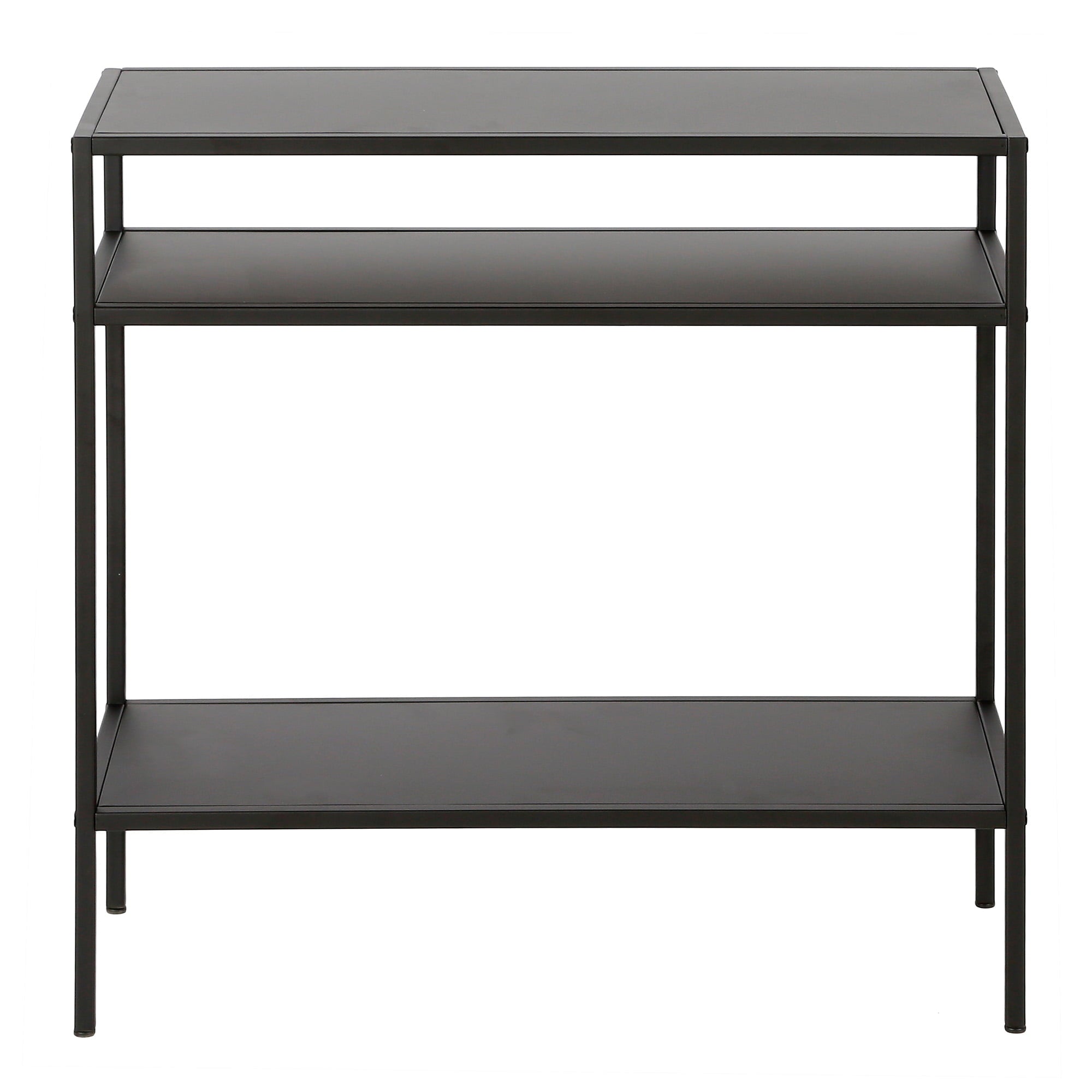 Evelyn&Zoe Contemporary Metal Side Table with Metal Shelves