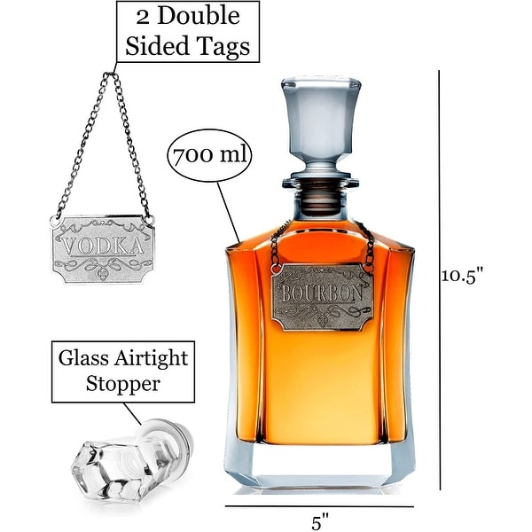 Whiskey Decanter with 2 Whiskey Tags