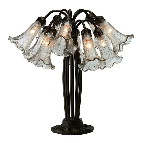 Laura River of Goods Brushed Bronze Metal and Glass Novelty Bell Shades 21-Inch Table Lamp - 21