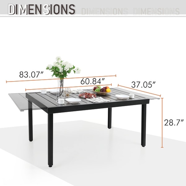 MAISON ARTS 7Piece / 9Piece Padded Textilene Chairs with Wave Arms and Expandable Metal Table Patio Dining Set