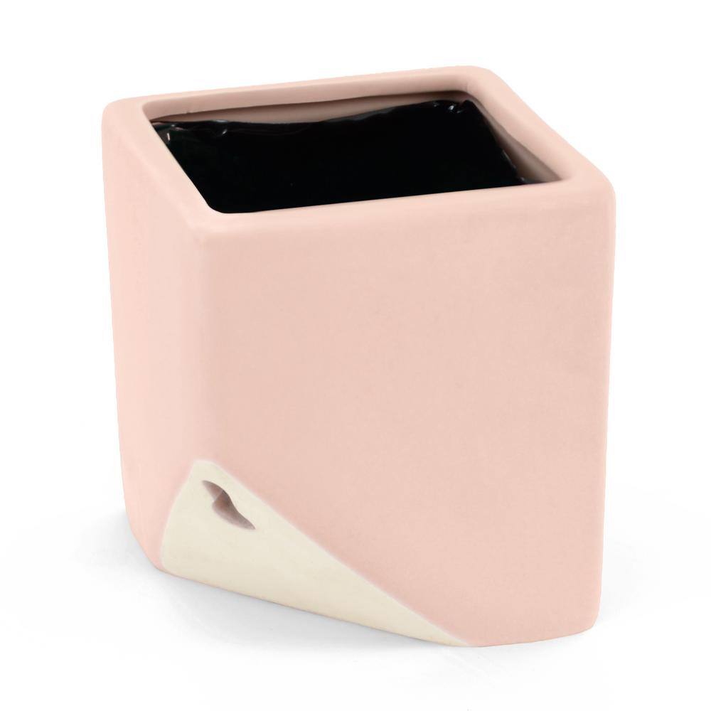 Arcadia Garden Products Cube 3-1/2 in. x 4 in. Coral Ceramic Wall Planter WP11CL