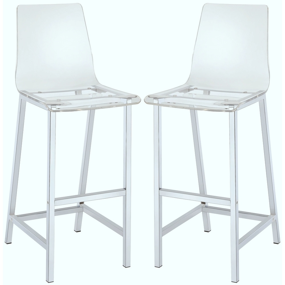 Melaney Art Deco Sleek Design Clear Acrylic Dining Stools (Set of 2)