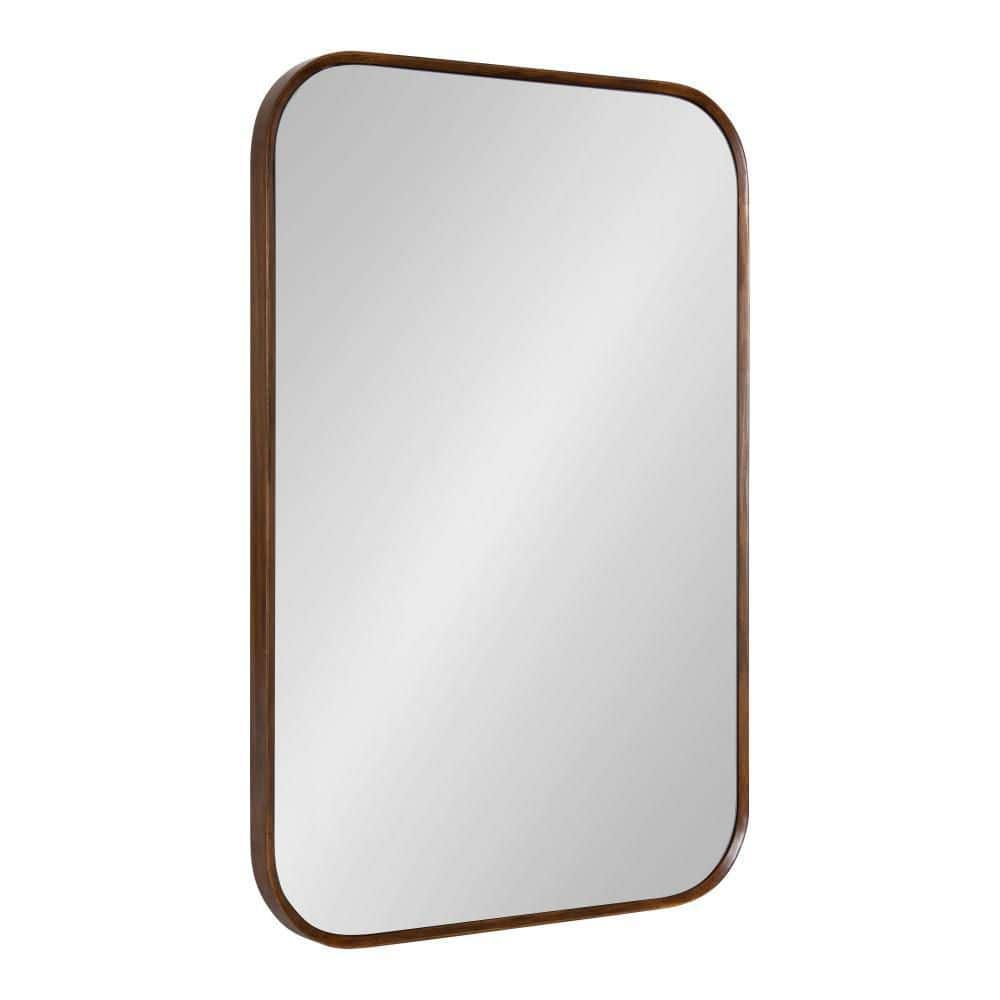 Kate and Laurel Nordlund 23.37 in. W x 35.00 in. H Rectangle Wood Walnut Brown Framed Modern Wall Mirror 222513