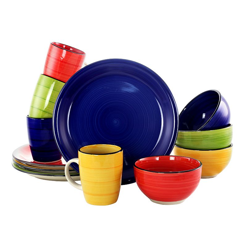 Gibson Everyday Color Vibes 12 Piece Handpainted Stoneware Dinnerware Set