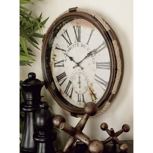 Metal Wall Clock With Rope Accents Olivia amp May