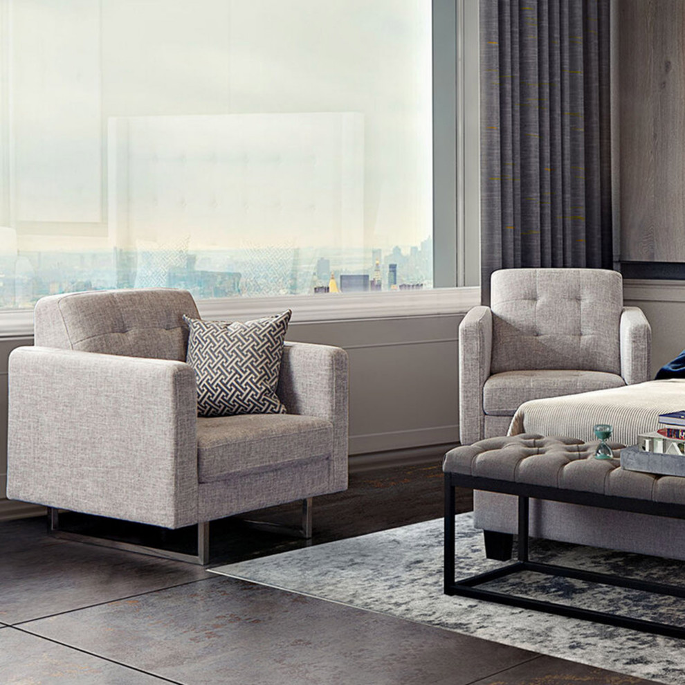 Opus Tufted Chair in Barley Fabric by Diamond Sofa   Contemporary   Armchairs And Accent Chairs   by VirVentures  Houzz