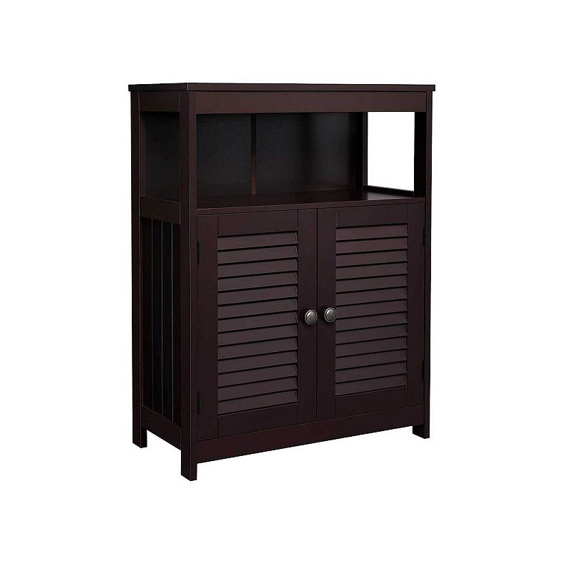 Bathroom Storage Floor Cabinet Free Standing With Double Shutter Door And Adjustable Shelf