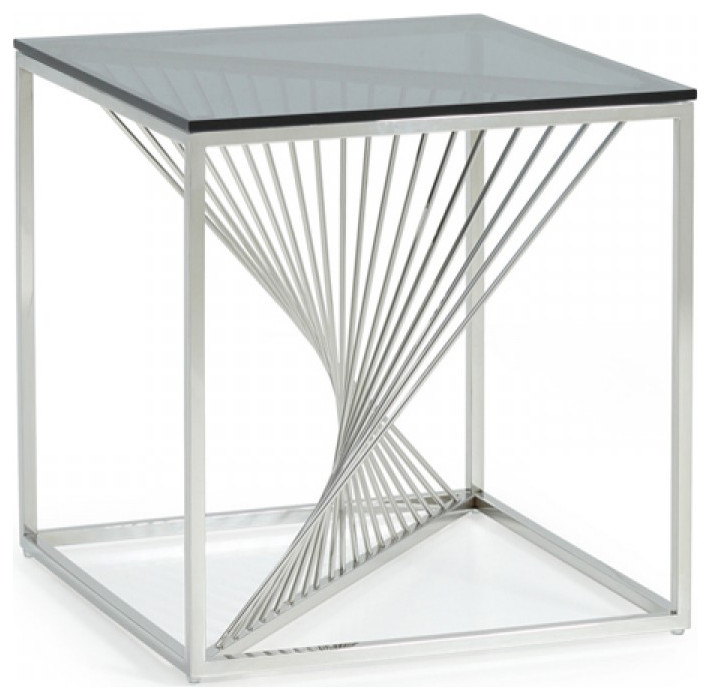 Rini Modern Glass and Stainless Steel Side Table   Contemporary   Side Tables And End Tables   by Rustic Edge  Houzz