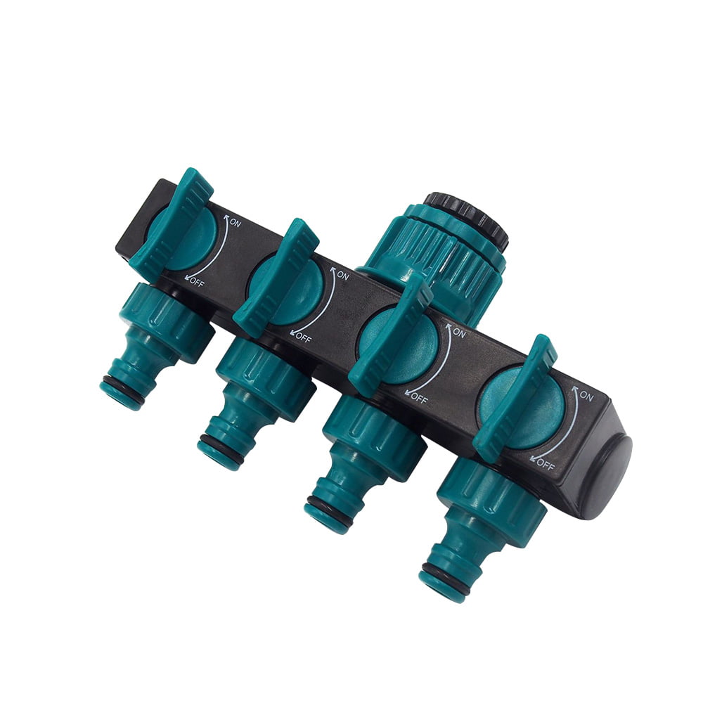 Anself 4 Way Hose Splitter， Hose Splitter for Garden 4 Way Shut Off Valve Hose Nozzles Water Tap Converter Connector Splitter Hose Adapter Garden Irrigation Watering Tool