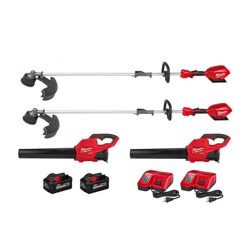 MW M18 FUEL 18-Volt Lithium-Ion Brushless Cordless QUIK-LOK String TrimmerBlower Combo Kit wBatteries  Charger(4-Tool) 3000-21-3000-21