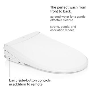 Brondell Swash Thinline T44 Luxury Electric Remote Controlled Bidet Seat for Elongated Toilets in White T44-EW