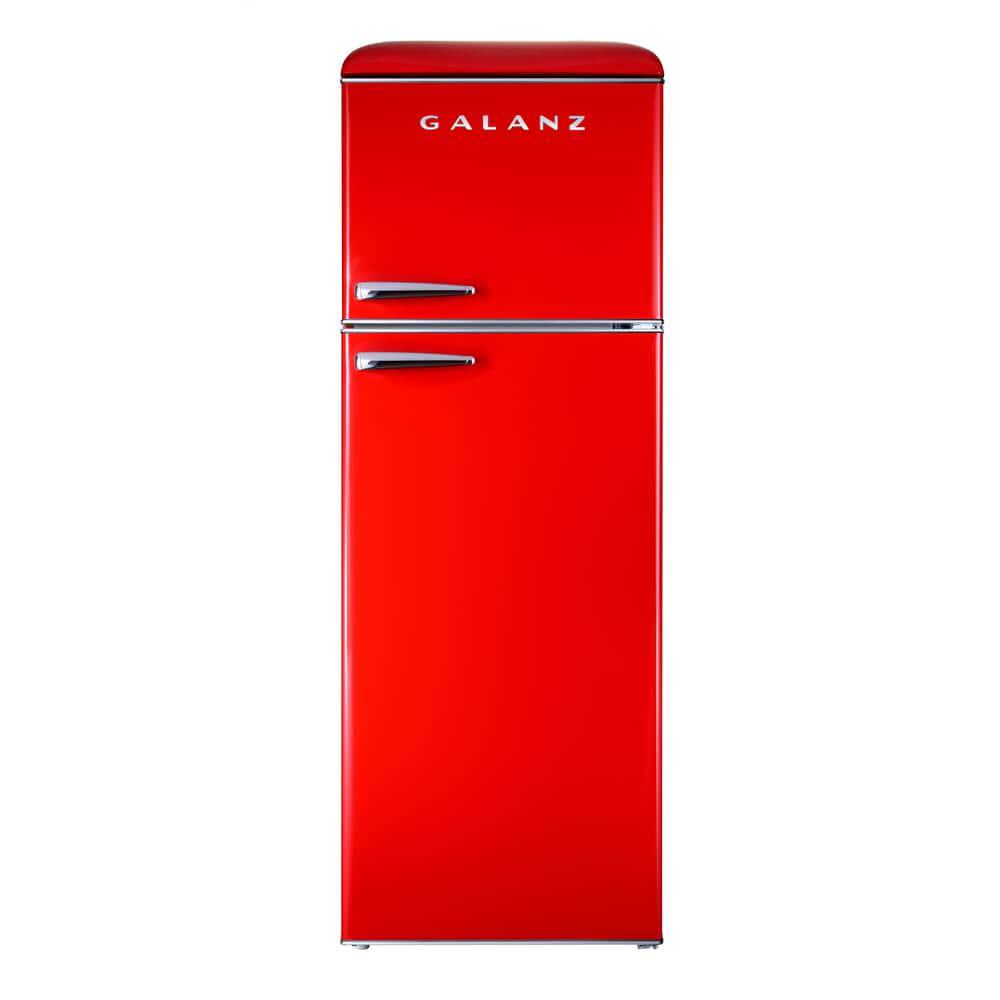 Galanz 120 cu ft Top Freezer Retro Refrigerator with Dual Door True Freezer Frost Free in Red