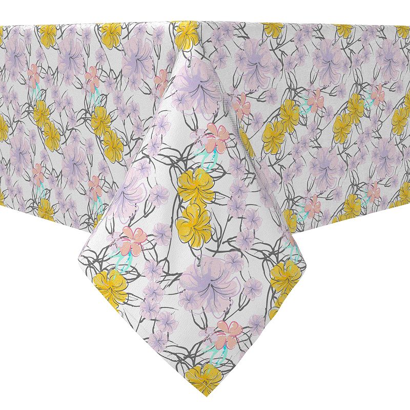 Square Tablecloth， 100% Cotton， 60x60， Watercolor Lilac Flower