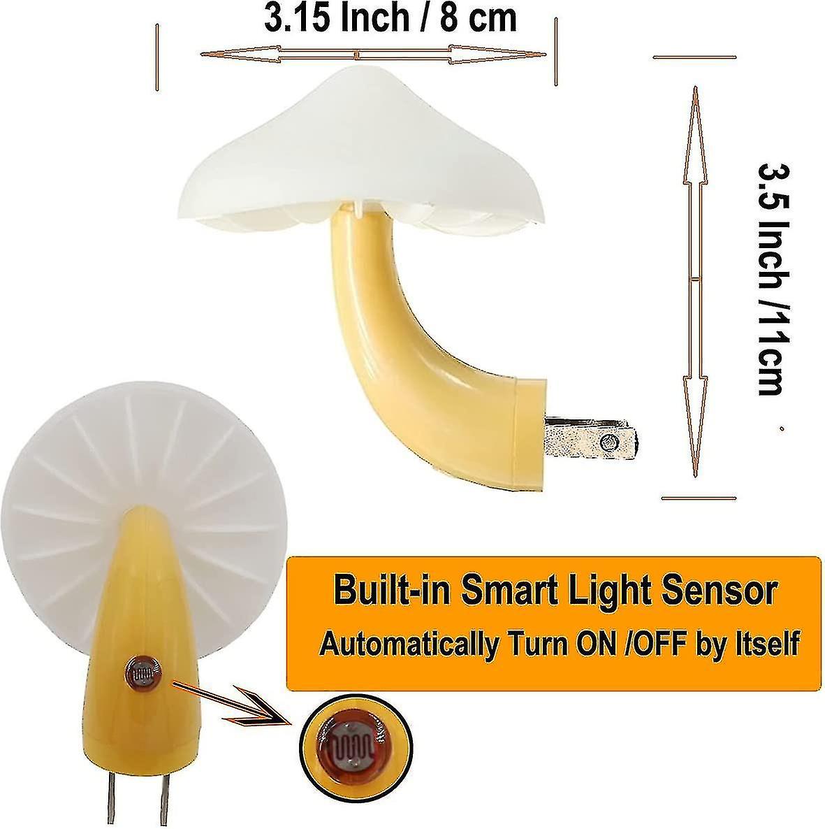 Liangnv 2pack Sensor Led Night Light Plug In Lamp 7 Color Changing Mushroom Light Cute Night Lights