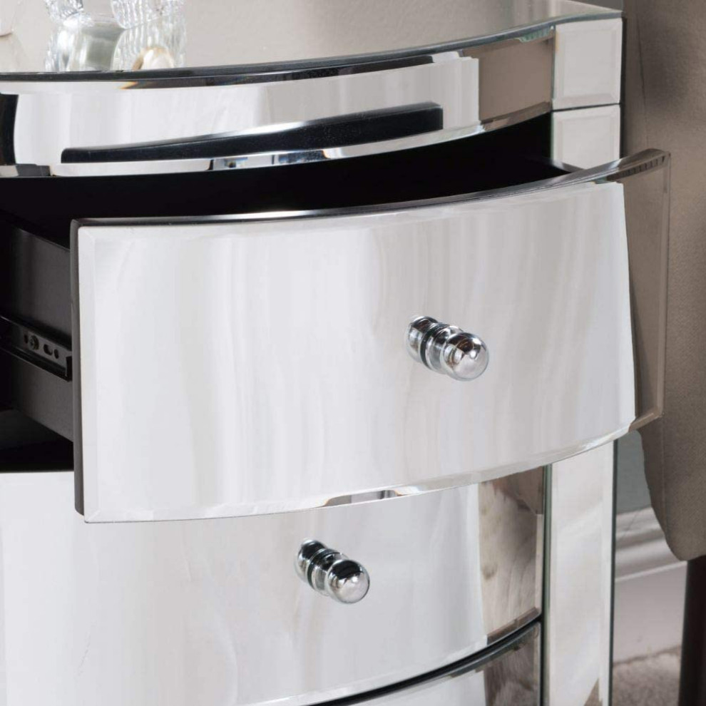 Modern Side Table  3 Storage Drawers With Rounded Front and Mirrored Finish   Industrial   Side Tables And End Tables   by Declusia  Houzz