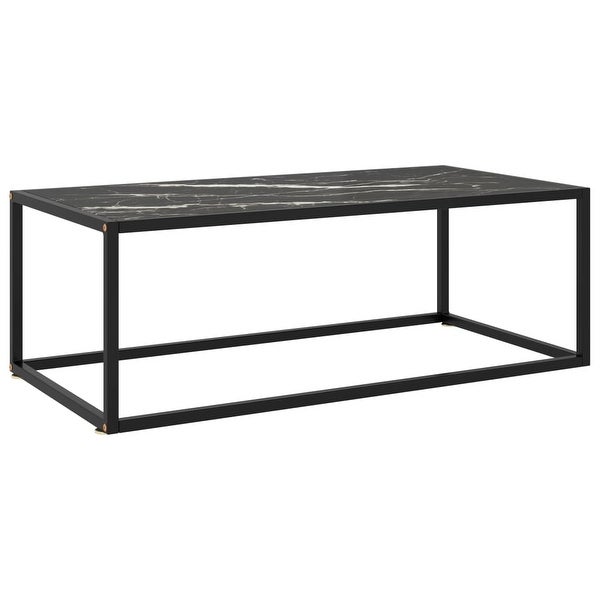 Coffee Table Black with Black Marble Glass 39.4