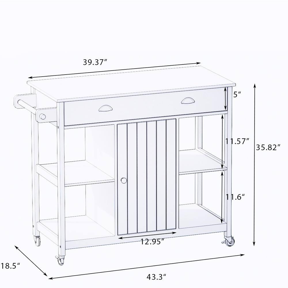 Tatayosi White MDF Wood 31.50 in. Kitchen Island with Double Glass-Paneled Doors and Handle J-H-W28228062