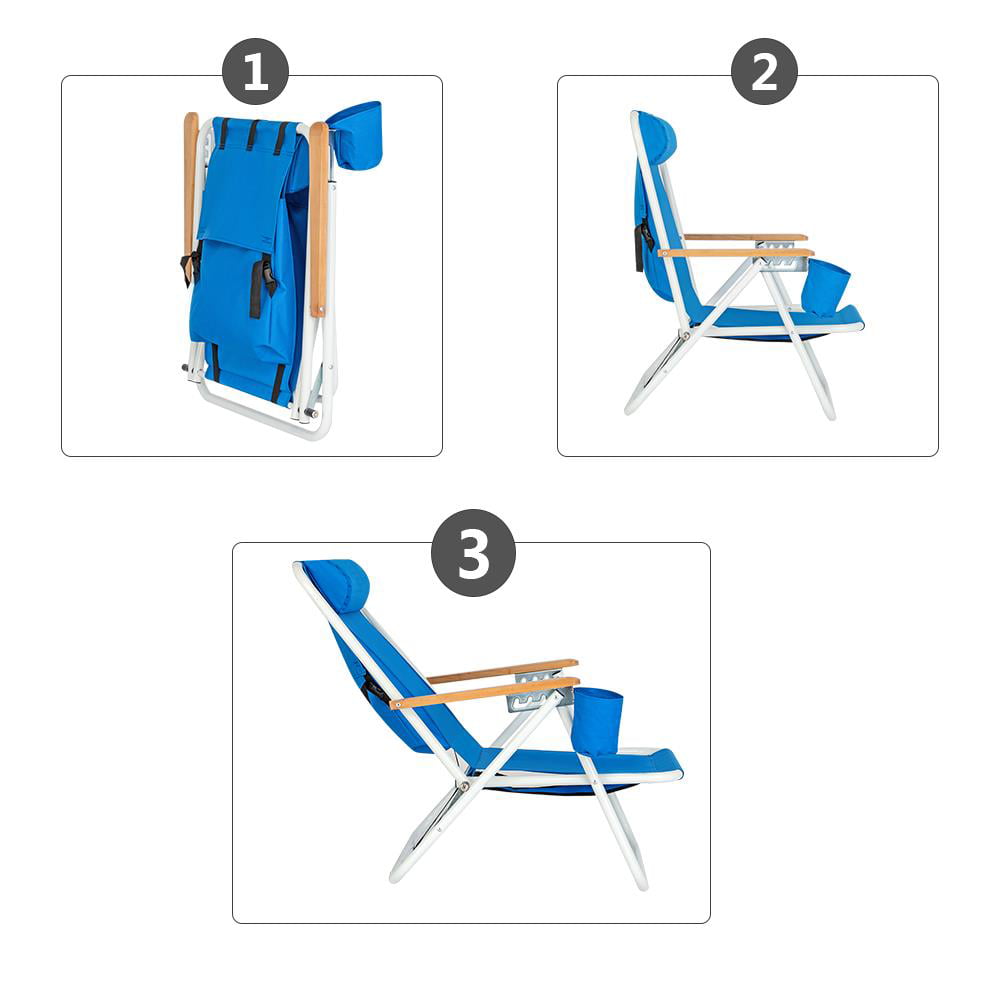 Winado Beach Chair Folding Portable Chair Blue Solid Construction Camping