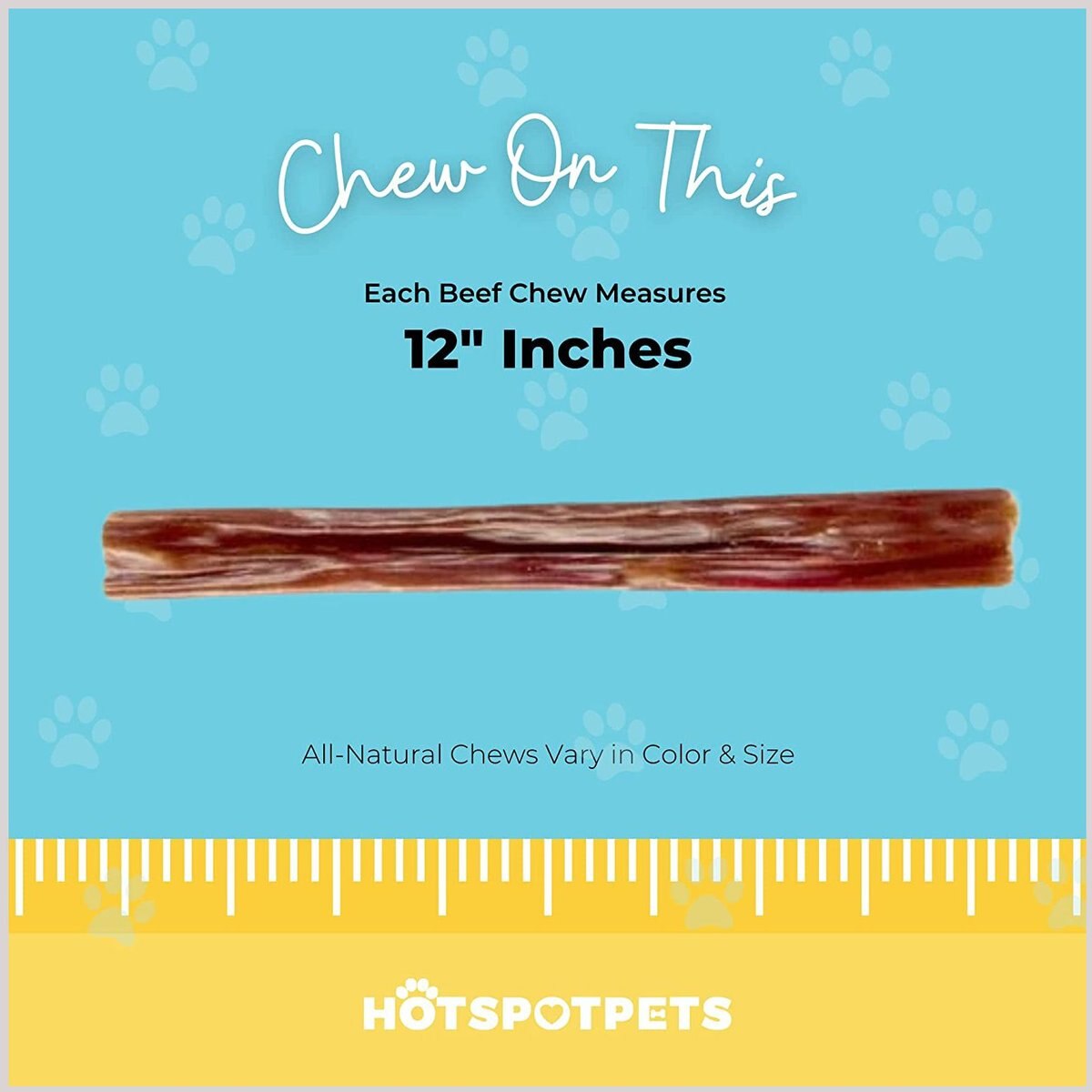 HOTSPOT PETS Beef Gullet Sticks Dog Chew Treats， 12-in