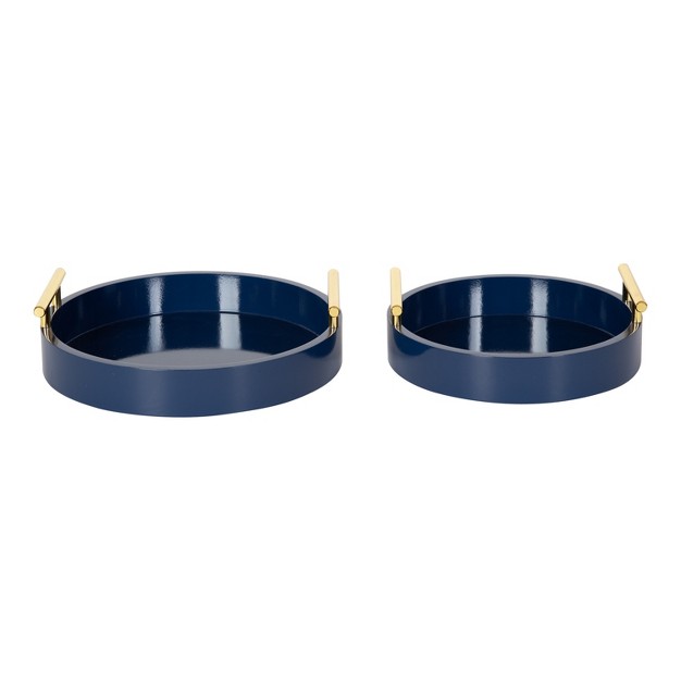 Kate And Laurel Lipton Tray 2 Piece Navy Blue And Gold