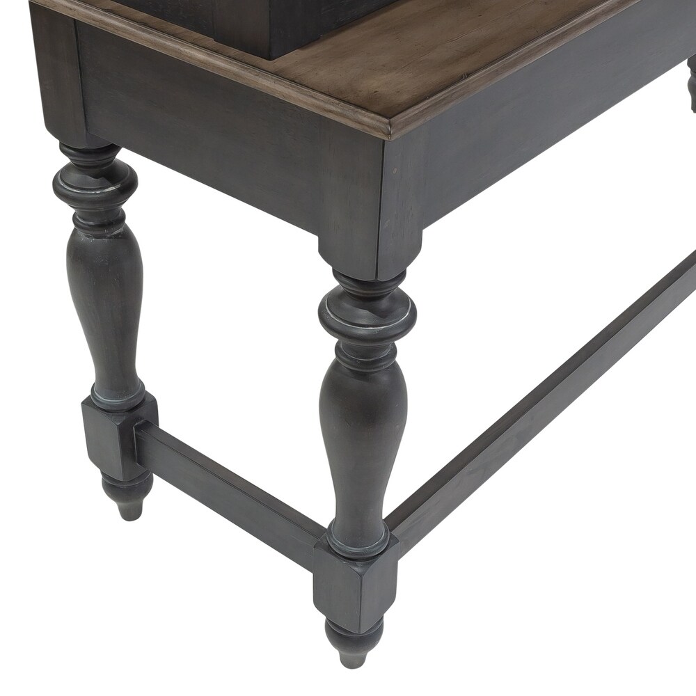 Ocean Isle Slate and Weathered Pine 4 Piece Console Table Set