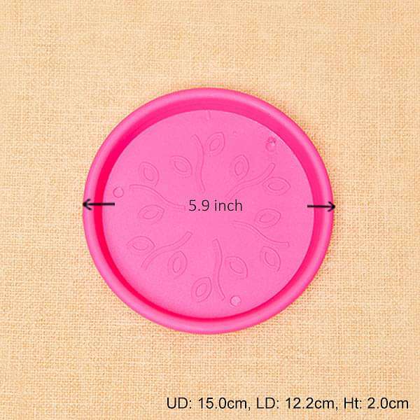 5.9 inch (15 cm) Round Plastic Plate for 6 inch (15 cm) Grower Pots (Dark Pink) (set of 6)