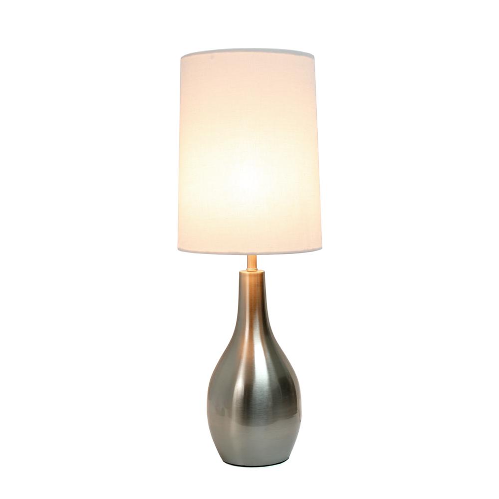 Simple Designs 1 Light Tear Drop Table Lamp, Brushed Nickel