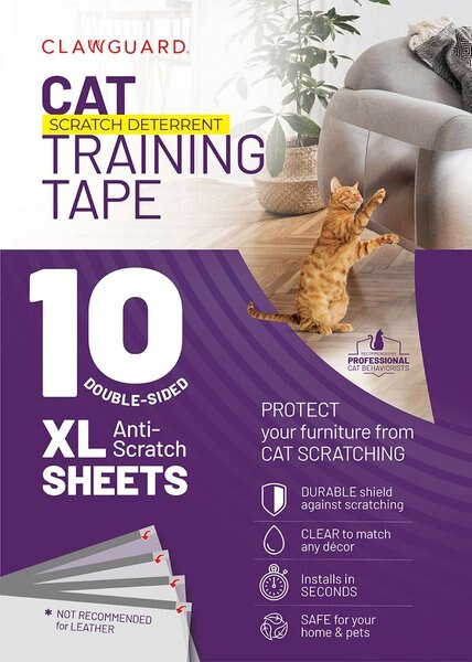 CLAWGUARD Anti-Scratch Training Cat Deter Tape Sheets， 10 count， 17 X 12-in