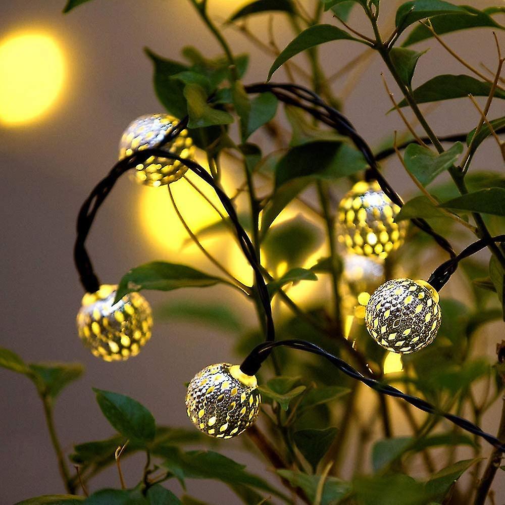 Silver Moroccan Orb String Lights， Waterproof 40led， With 8 Mode