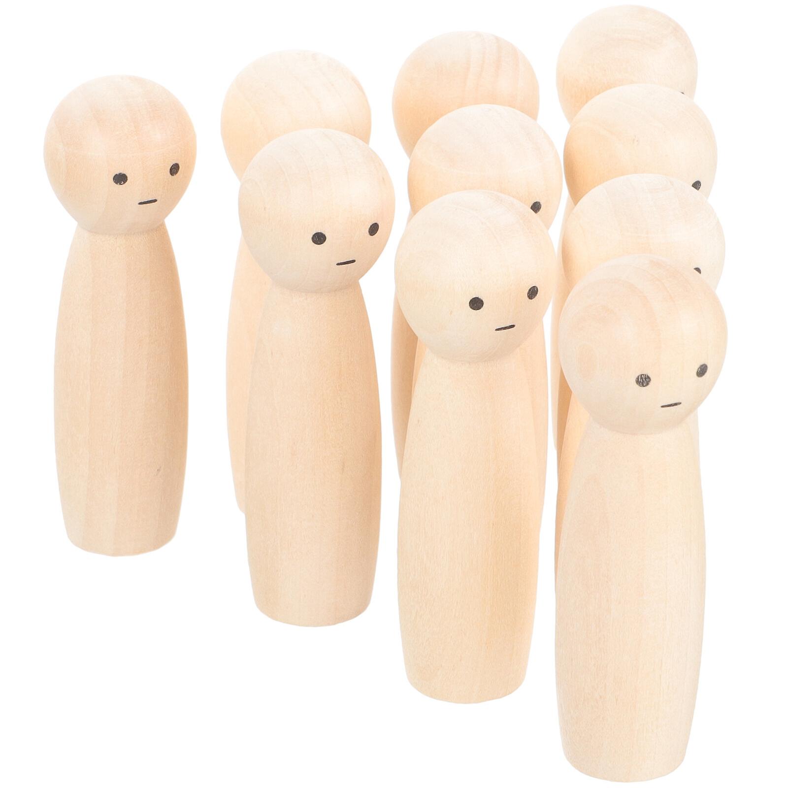 10pcs Unfinished Wood Doll Blank Wooden Doll Diy Painting Wooden Doll Home Decor