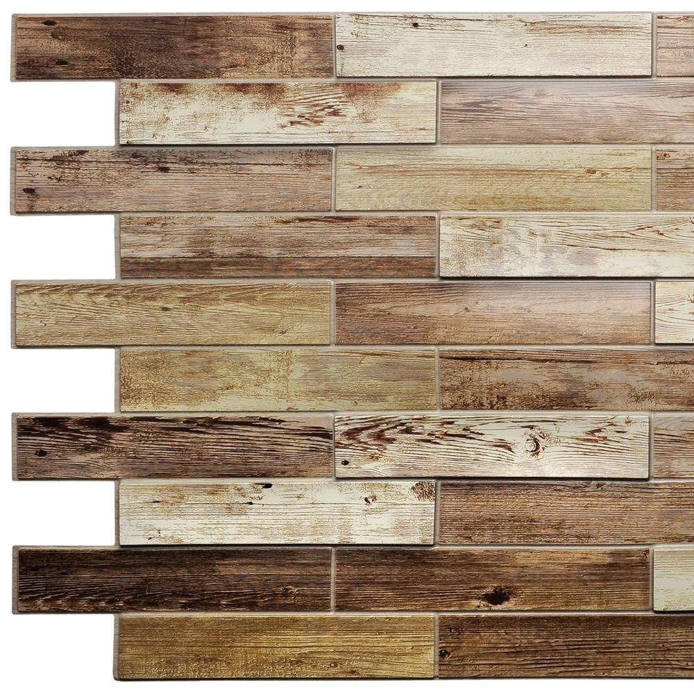 Dundee Deco 3D Falkirk Retro 101000 in. x 39 in. x 19 in. Brown Faux Dutch Oak PVC Wall Panel TP10011591