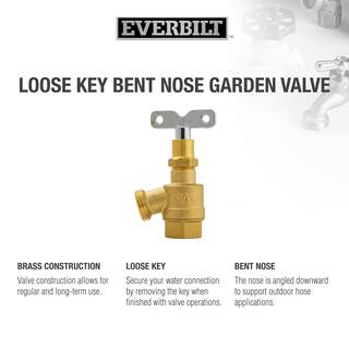 Everbilt 34 in. Brass Bent Nose Loose Key Garden Valve 108-134EB