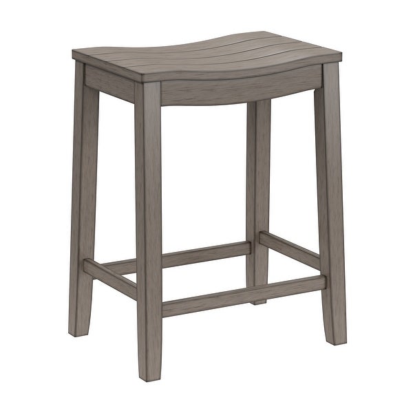 The Gray Barn Chatterly Wood Backless Counter Height Stool， Aged Gray - 24H x 18W x 12D