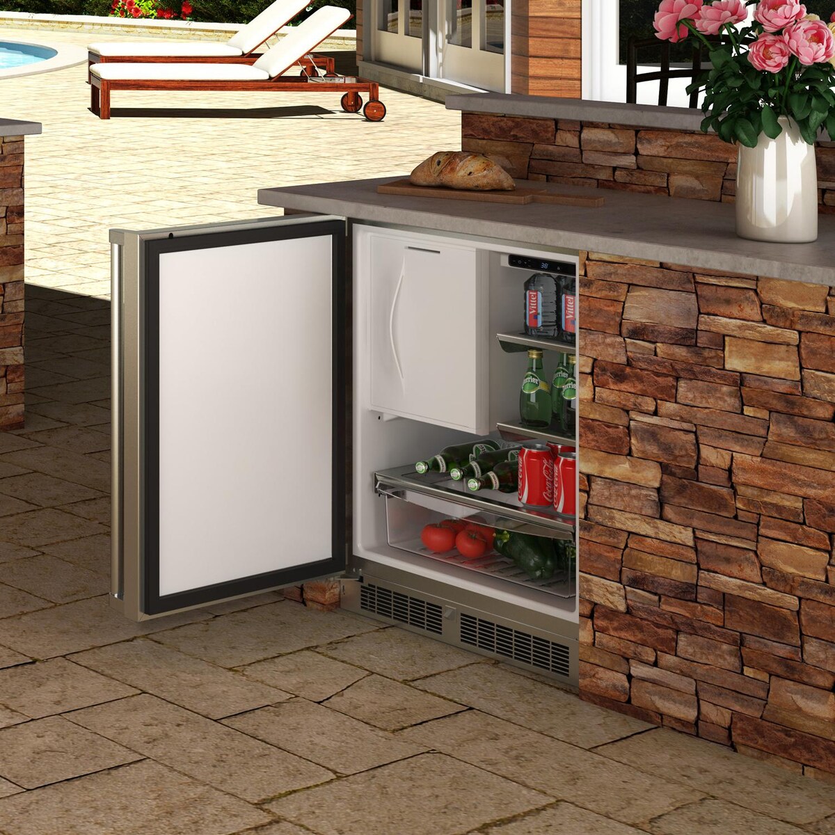 Marvel 24-Inch Outdoor Rated Compact Refrigerator With Freezer