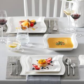 MALACASA Flora 60-Piece White Porcelain Dinnerware Set Plates Cups and Saucer (Set Service for 12) FLORA-30*2